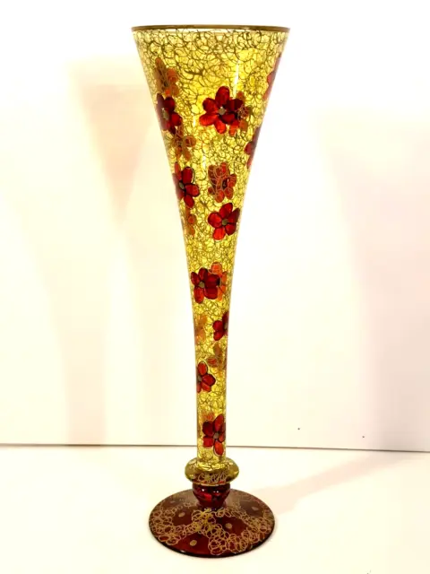 Vintage Royal Danube Romania Crystal Champagne Flute - Hand Painted - 8 oz