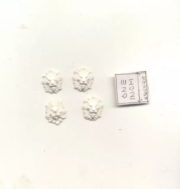 Lion Face "carved plaster" UMA3 dollhouse poly-resin 4pc Unique Miniatures