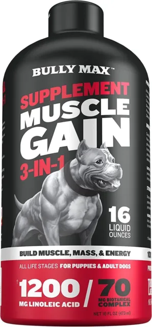 Bully Max 3-IN-1 Liquid Muscle Building 473ml Supplement for Dogs. for All Breed