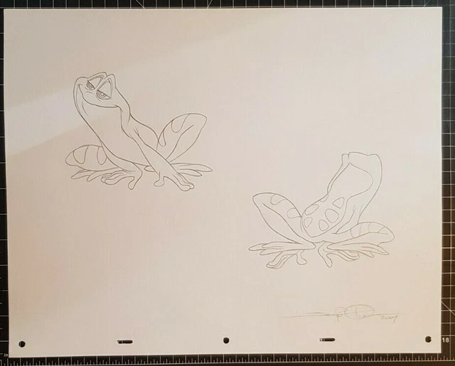 2009 DESSIN ORIGINAL PRINCESSE & GRENOUILLE DISNEY Jennifer Oliver Cel