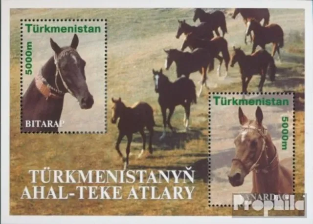 Briefmarken Turkmenistan 2001 Mi Block10 postfrisch Pferde