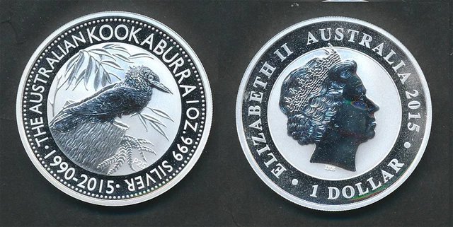 2015年 25th KOOKABURRA COIN SET No.896 25th Anniversary Australian Kookaburra 2 oz Silver Bar and 1