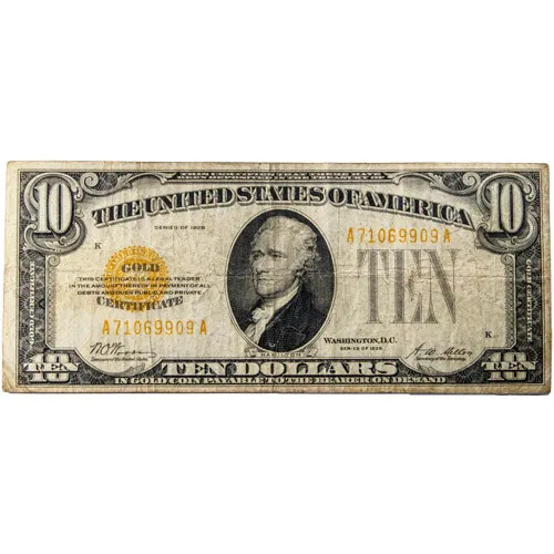 1928 Gold Certificate Note - Ten Dollars (Very Fine)
