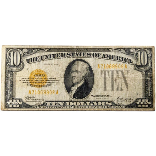 1928 Gold Certificate Note - Ten Dollars (Very Fine)