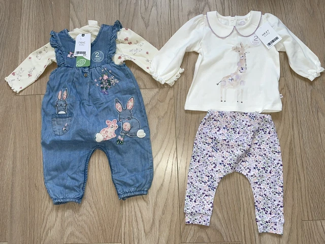 Next BNWTS Baby Girls Outfits 3-6 Months Bunny Dungaree Set  RRP £36 2023 Stock