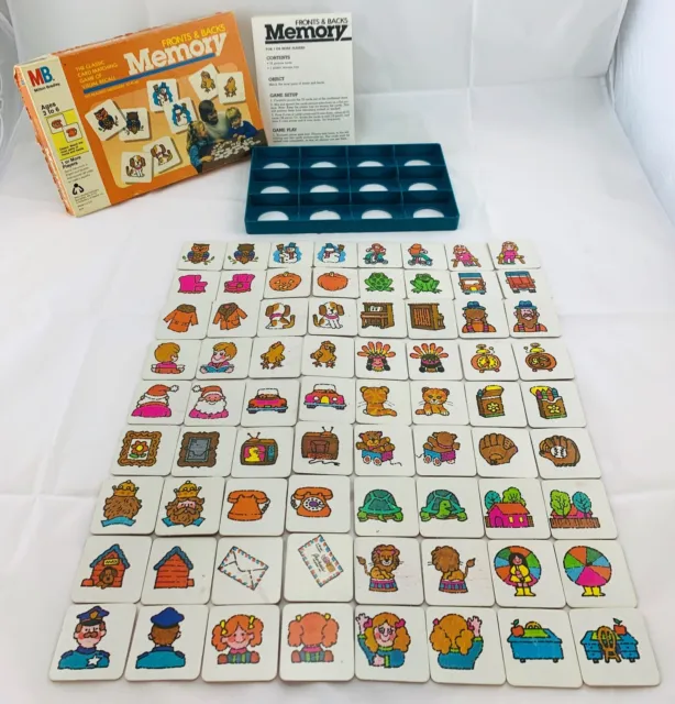 1986 Memory Fronts and Backs Game by Milton Bradley Complete Good Cond FREE SHIP