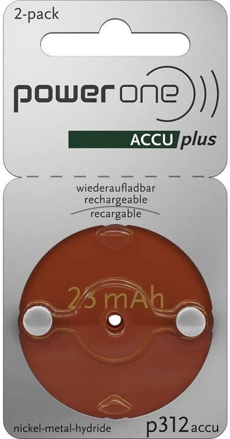 Power One ACCU talla grande 312 recargable paquete de 2 unidades de 1