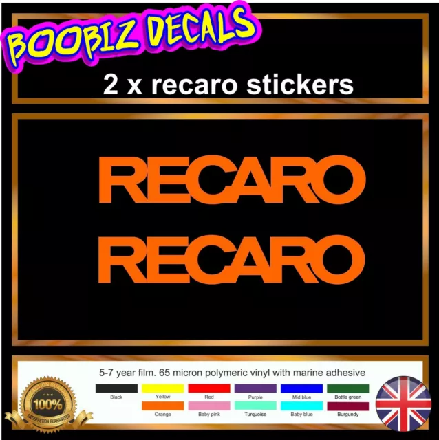 2x RECARO STICKERS 300mm each motorsport sponsor  car  styling parts van