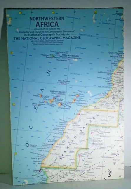 National Geographic  Map Poster Northwestern Africa Morocco Algeria August 1966