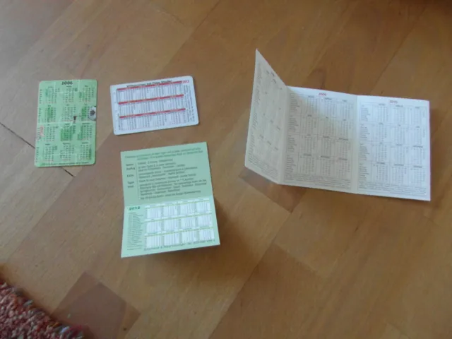 4 alte Taschenkalender, Kartenkalender, ab 2006 sehr gut erhalten