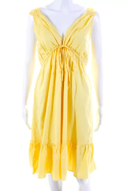 Majorelle Women's V-Neck Sleeveless Empire Waist Midi Dress Yellow Size XS