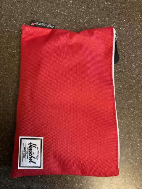 Red Herschel Virgin Atlantic toiletry makeup bag 8”