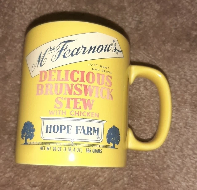 RARE Mrs. Fearnow’s Brunswick Stew Yellow Advertising Cup Mug Kilncraft UK