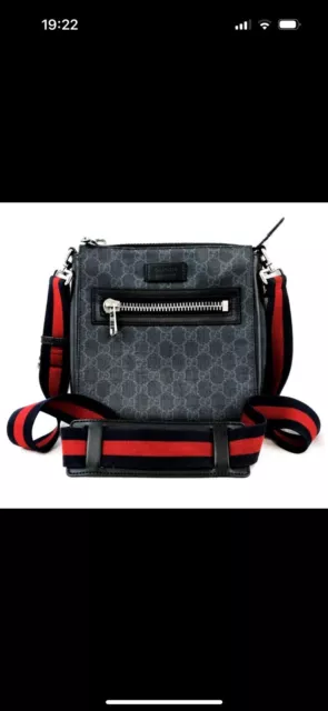 Gucci Shoulder Bag - Web Small Messenger Bag Black - in red, green,  ($710) ❤ liked on Polyvore feat…