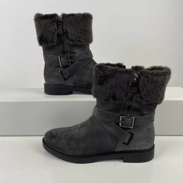 Ivanka Trump Chani Gray Brown  Suede/Fur Women Boots Size 8 M