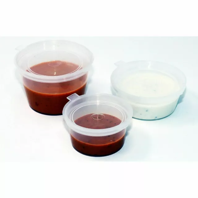 Plastic Dipping Sauce REUSABLE Small Container 1, 2 & 4oz  Takeaway Round Bulk