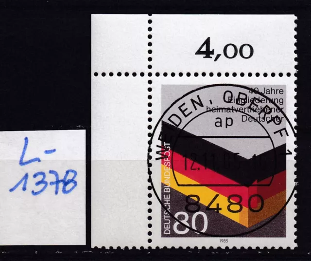BRD - Mi 1265 - EST Vollstempel Weiden - gummiert - Eckrand - Ecke 1 - L1378