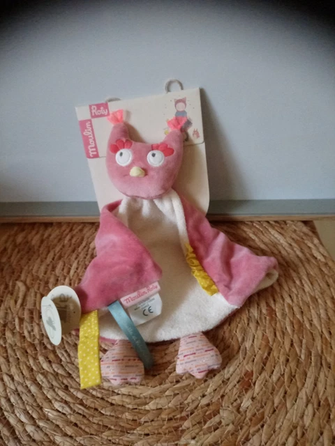 Doudou plat chouette hibou rose Mademoiselle et Ribambelle Moulin Roty
