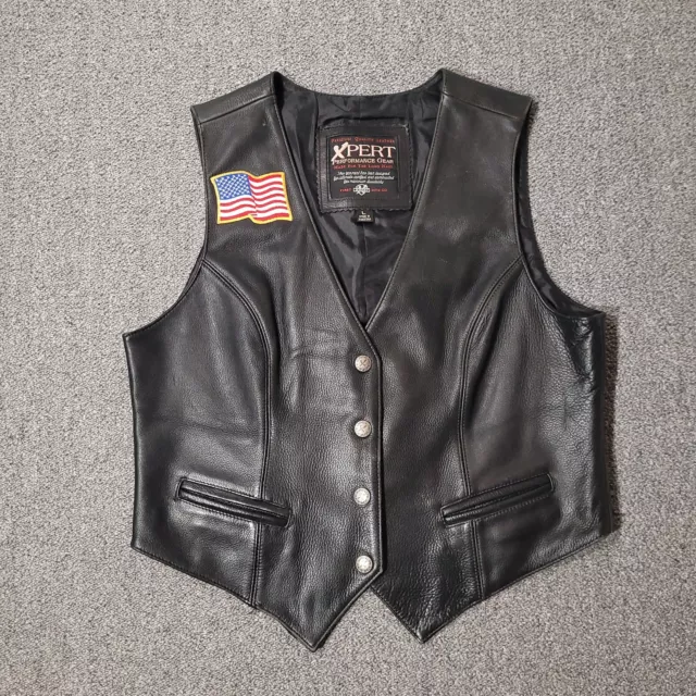 Xpert Performance Motorcycle Vest Womens Large Leather Motorcycle Vest Black