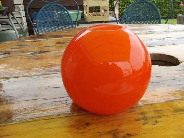 Lot De 2 Globes Abat-jour Vintage En Opaline Orange – Années 1970