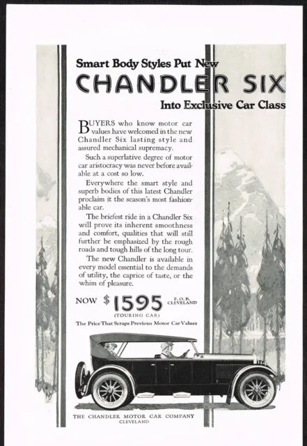 1922 Original Vintage Chandler Six Touring Motor Car Automobile Art Print Ad