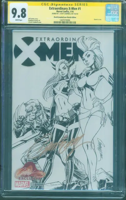 Extraordinary X Men 1 CGC 9.8 SS J Scott Campbell Sketch Variant Phoenix Movie
