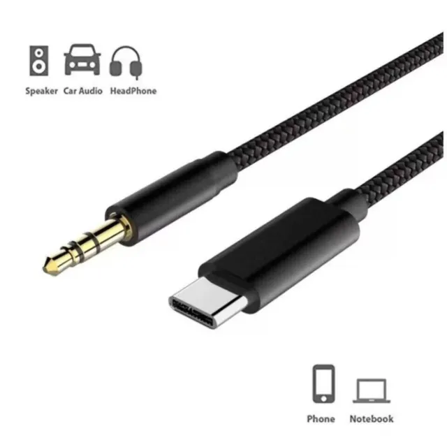 Aux Cable Type C to 3.5mm Samsung USB C Male For Car Stereo Audio Adapter Jack