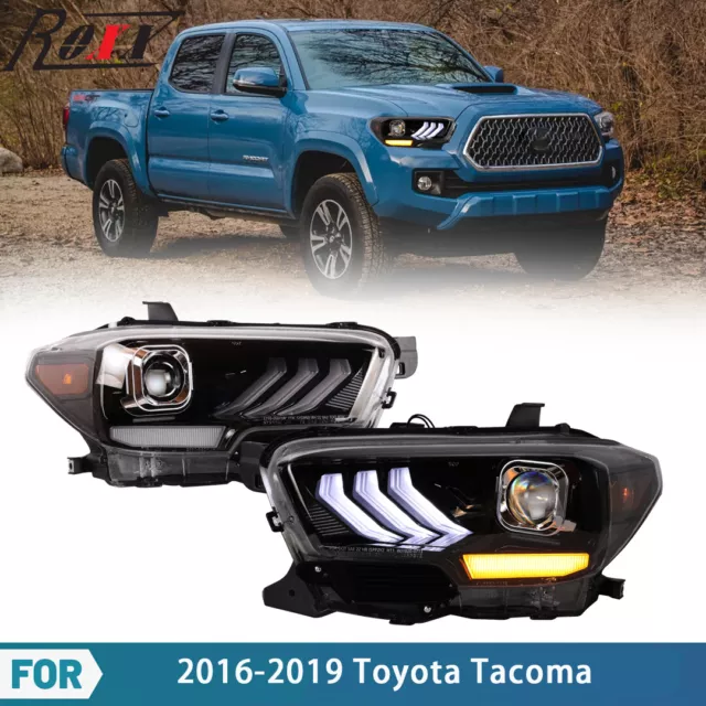 For 2016-2023 Toyota Tacoma SR SR5 TRD Sport LED DRL Projector Black Headlights