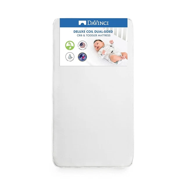 DaVinci Deluxe Coil Dual-sided Crib & 52x27.75x5.5 Inch (Pack of 1), White