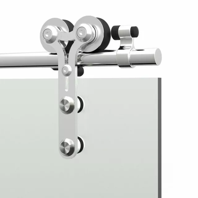 4-16FT Stainless Steel Sliding Barn Door Hardware Kit for One/Two Glass Doors