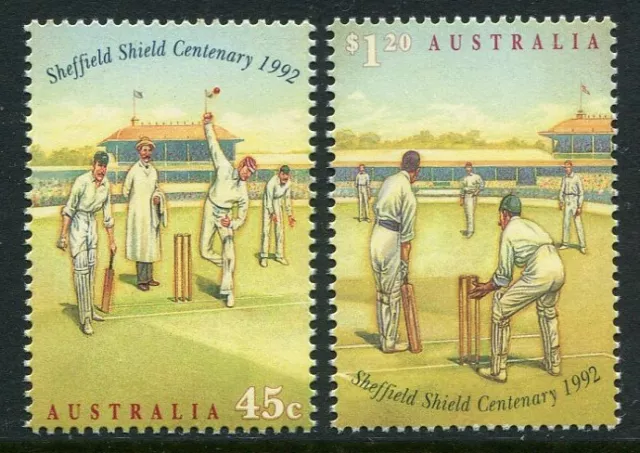 1992 Australia Centenary Of Sheffield Shield Cricket Set Of 2 Mint Never Hinged