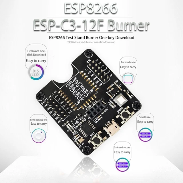 ESP8266 TEST RACK Module Programmer Support ESP-01 01S 12 ESP32-C3 ...