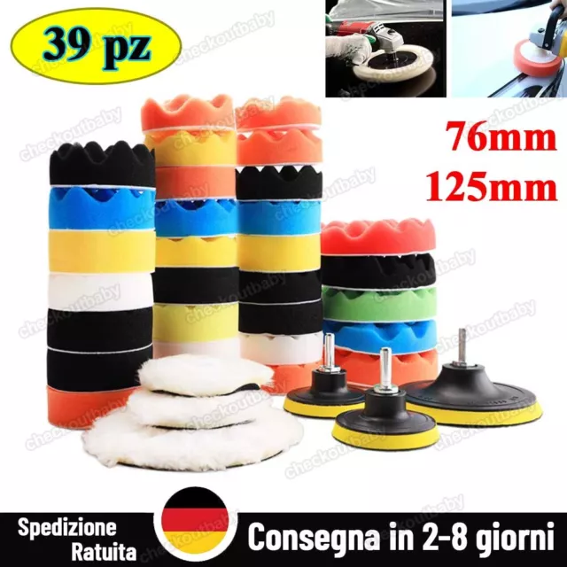 Set di 6 spugne per lucidatura, 180 mm, con velcro, in diversi gradi