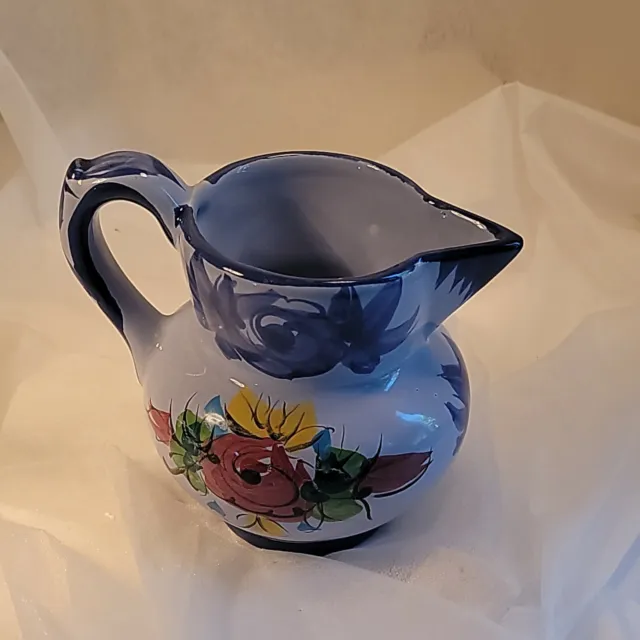 vintage Art Pottery Cream Pitcher 5 1/4" Hand Made in Portugal signed base 548