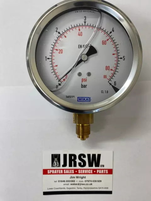 Agri Crop Sprayer Stainless Steel Pressure Gauge 101mm 3/8" BSP 0-90 PSI 0-6 Bar