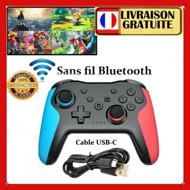 Manette de jeu sans fil Bluetooth pour Nintendo Switch, PS3, PC - Vibration/OLED 2
