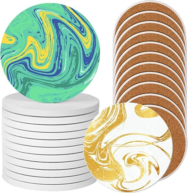 MATTE CERAMIC BLANK Sublimation Coasters with Cork 10.8cm White Blanks