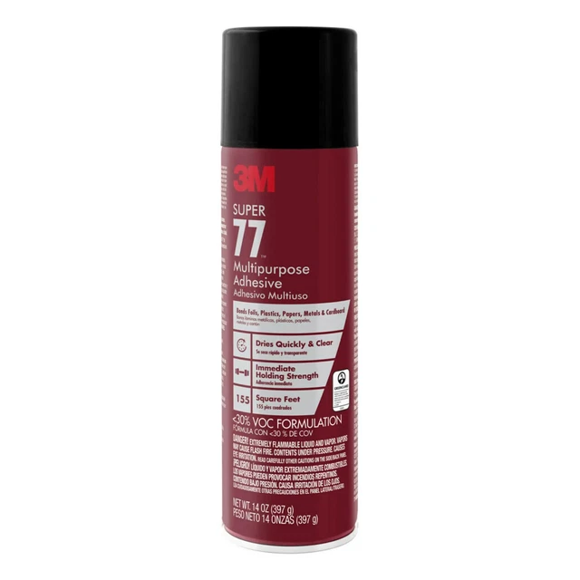3M Super 77 Multipurpose Spray Adhesive, Low VOC, 14 oz - FREE SHIPPING
