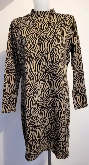 V By Very Long Sleeve Shift Dress - Zebra Print UK Size 16