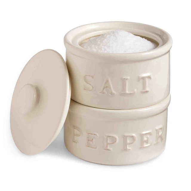 Salt & Pepper Cellar, Off-White, 6&quote; X 3.5&quote; dia
