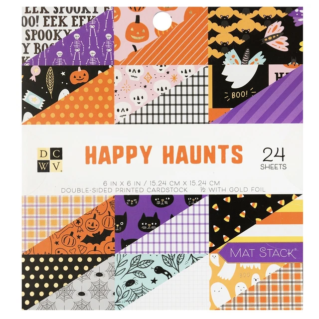 Pila de cartulina de doble cara DCWV 6""X6"" 24/paquete-Happy Haunts, con lámina de cobre -PS147