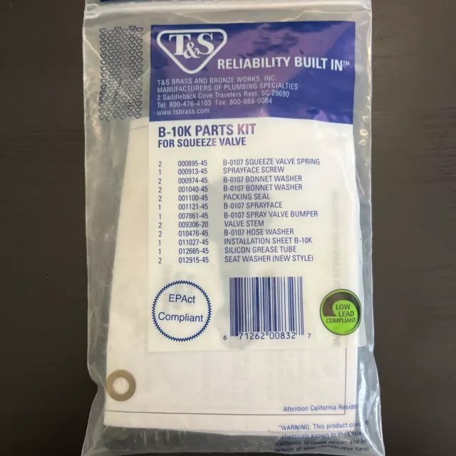 T&S Brass B-10K Parts Kit for B-0107 Spray Valve
