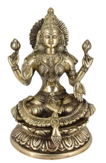 Whitewhale Goddess Laxmi Brass Idol Statue | Devi Lakshmi Shrine Sculpture Decor