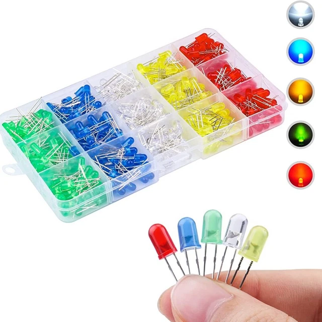 500 pz diodi luminosi LED - componenti elettronici - assortimento kit indicatore luminoso R2M7