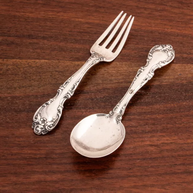 Gorham American Sterling Silver Baby Fork & Spoon Set Melrose 1948 No Monogram