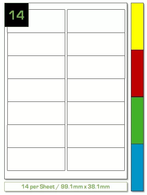 Coloured Printer Labels. Red, Blue Green & Yellow Coloured labels. A4 Labels