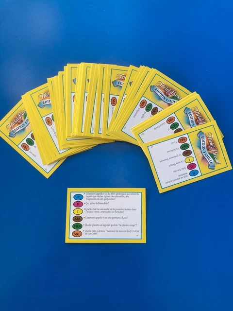 Lot De 50 Cartes Recharge Pour Trivial Pursuit Édition Famille - 300 Questions, Occasion, Parfait Pour Soirées Jeux