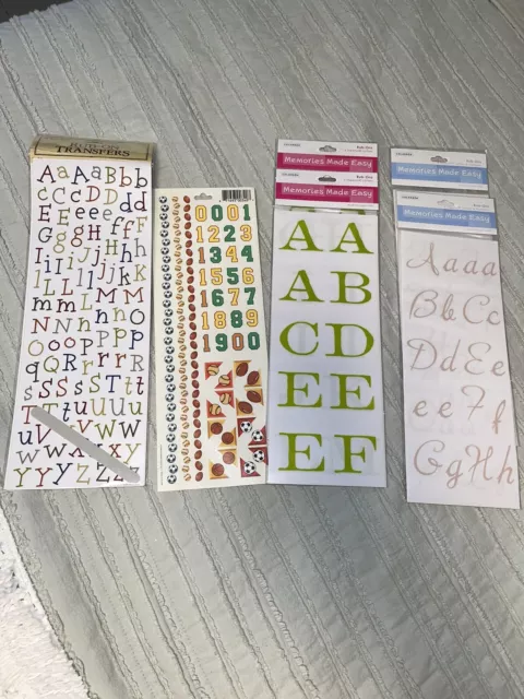 Lot Of 6 Alphabet ABCs And Number Rub Ons Scrapbooking