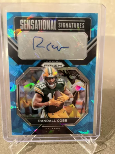 2022 Panini Prizm Randall Cobb Blue Cracked Ice Auto 29/99