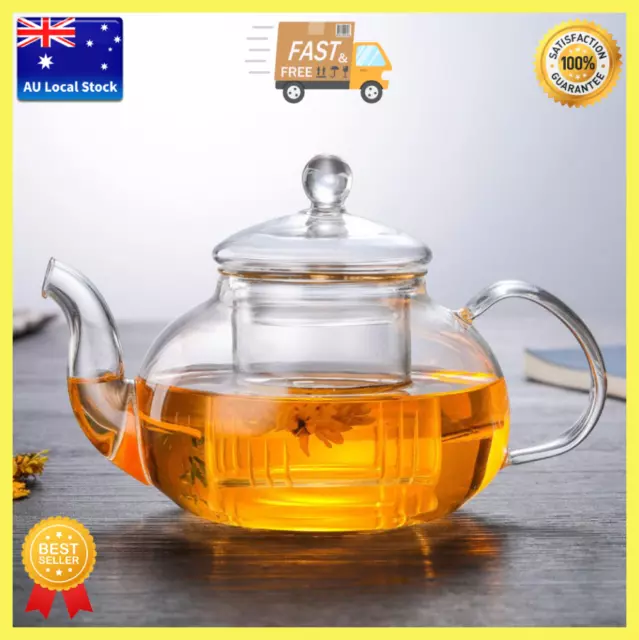 [2x] Heat Resistant Glass Teapot With Glass Infuser Flower Teapot Tea Mug 400ml